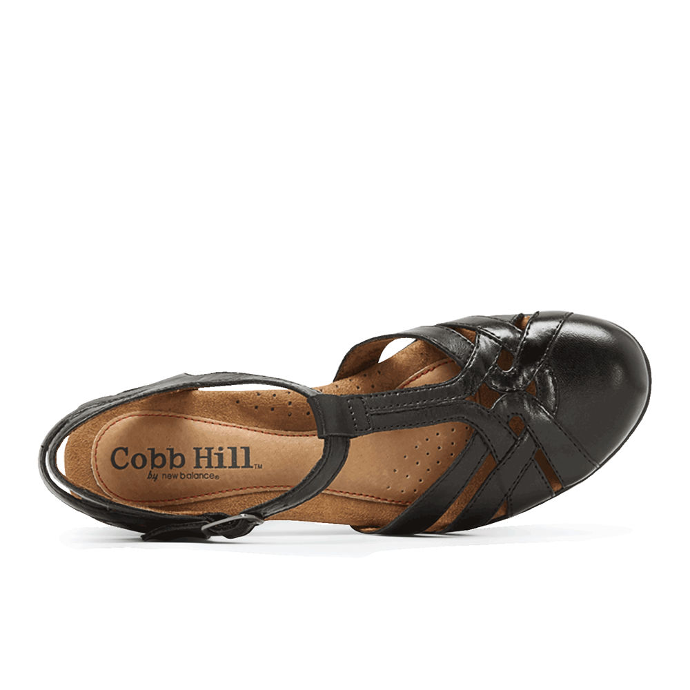 Sandálias Rockport Mulher Pretas - Cobb Hill Aubrey T-Strap - 91723BXEU